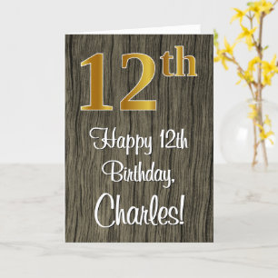 Carte 12e anniversaire : Elégant look d'or Faux #, Faux 