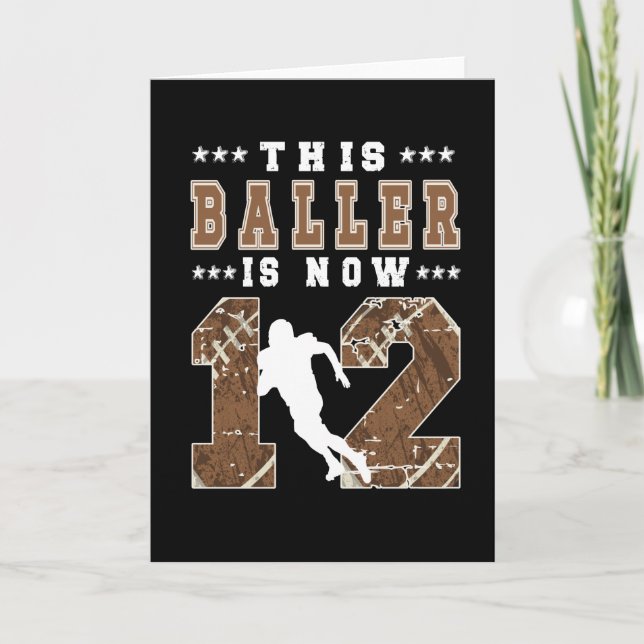 Carte 12e anniversaire Gift Football joueur 12 ans Garço (Devant)