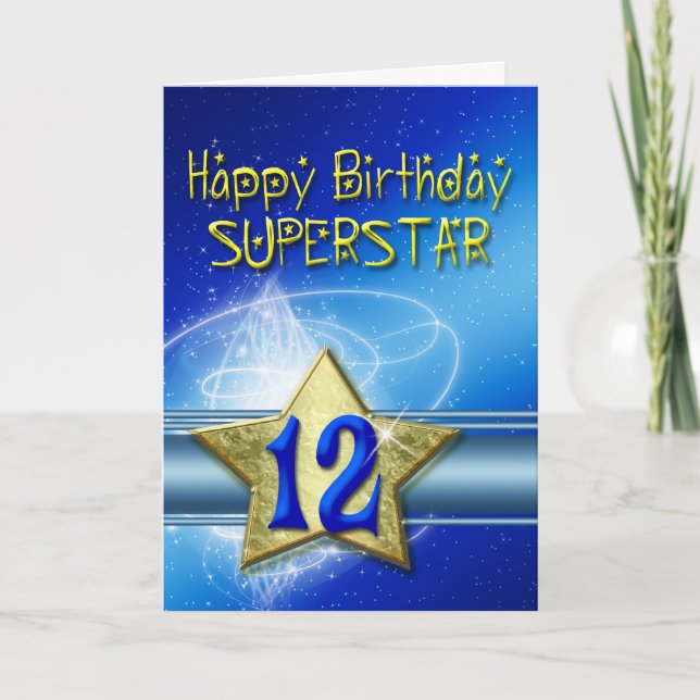Carte 12e anniversaire pour Superstar (Devant)
