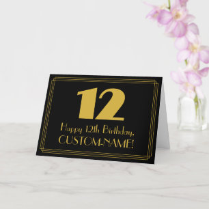 Carte 12ème anniversaire : Art Déco Inspiré Look "12" & 