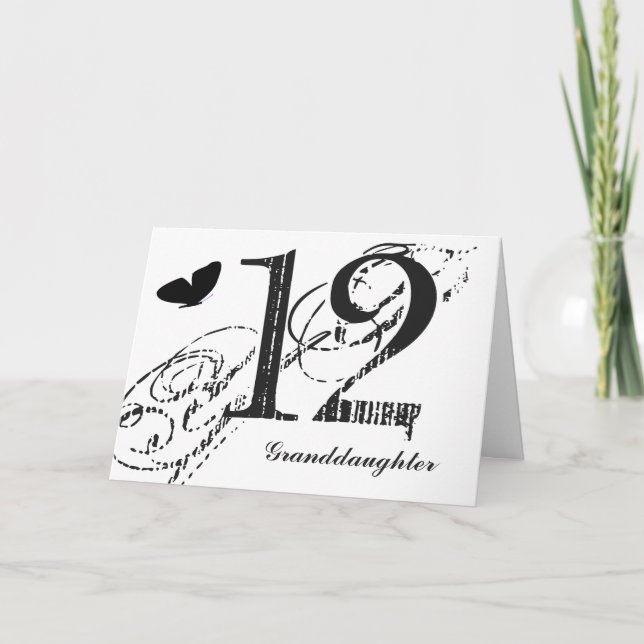 Carte 12ème anniversaire pour une petite-fille, papillon (Devant)