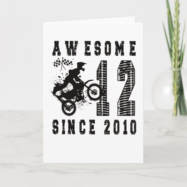 Carte 12th Birthday Gift Dirt Bike Boy Born in 2010 (Devant)