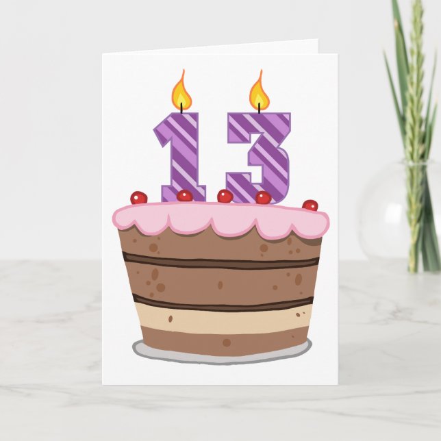 Carte 13 ans sur le gâteau d'anniversaire (Devant)