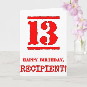 Carte 13e anniversaire : Amusant, Timbre en caoutchouc r