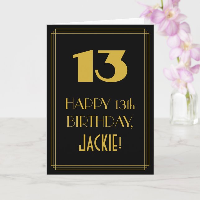 Carte 13e anniversaire ~ Art Déco Inspiré Look "13" & No (Orchidée)