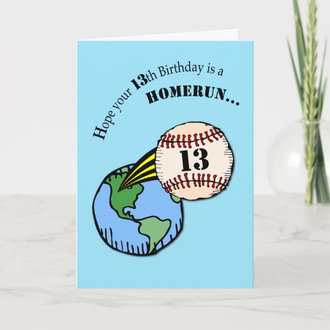 Carte 13e Anniversaire Baseball Home Run (Devant)