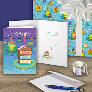 Carte 13e anniversaire Cute Frog