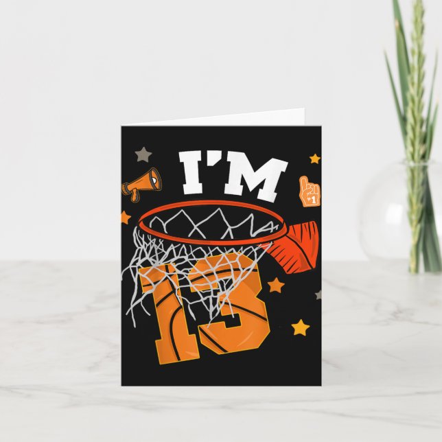Carte 13e anniversaire de basket-ball garçon 13 ans trei (Devant)