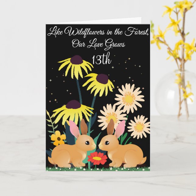 Carte 13e anniversaire de la forêt fleur sauvage pour ma (Fleur jaune)