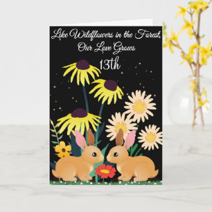 Carte 13e anniversaire de la forêt fleur sauvage pour ma