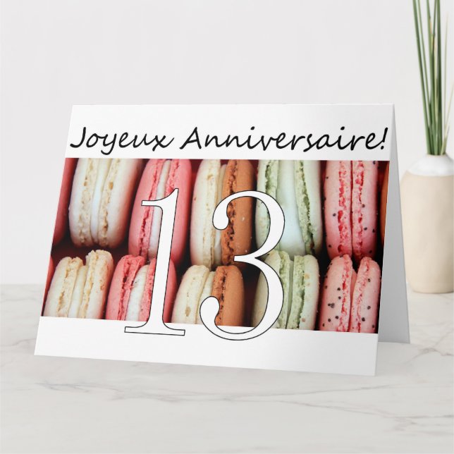 Carte 13e anniversaire de Macaron-Joyeux Anniversaire ! (Devant)