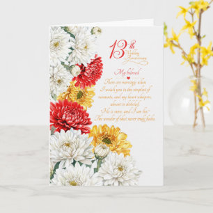 Carte 13e Anniversaire de Mariage Chrysanthème Sentiment