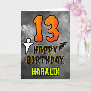 Carte 13e anniversaire : Eerie Halloween Thème + Nom per