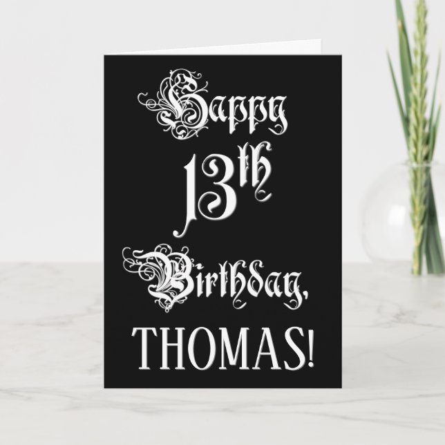 Carte 13e anniversaire : Fancy, Elegant Script + Nom per (Devant)