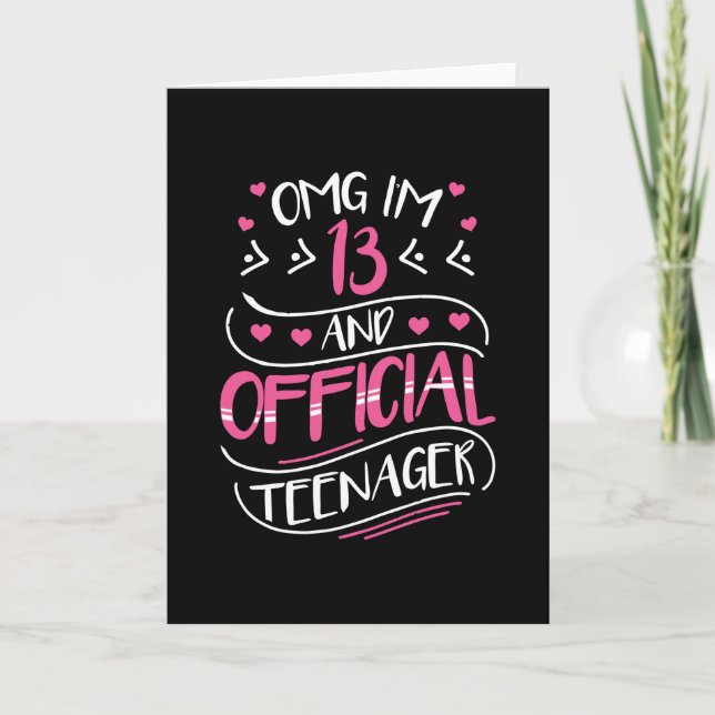 Carte 13e anniversaire fille officielle adolescent (Devant)