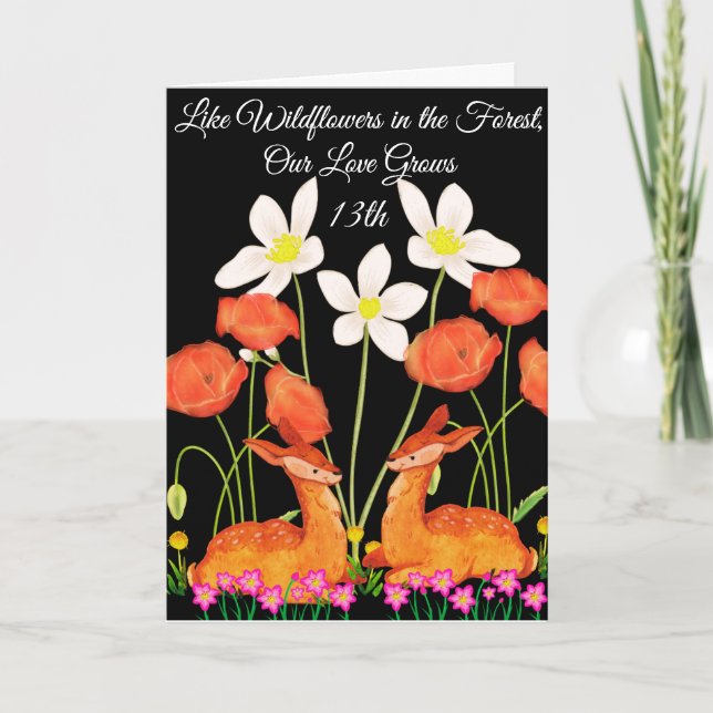 Carte 13e anniversaire Fleur sauvage Forêt Amour Mari (Devant)