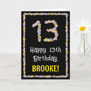 Carte 13e anniversaire : Floral Flowers Numéro, Nom pers