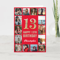13e Joyeux Anniversaire Collage photo rouge et or