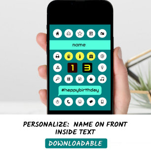 Carte 13ème hashtag informatique anniversaire ajouter un