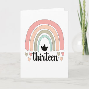 Carte 13th Birthday Boho Rainbow Party Kids 13 Years Old