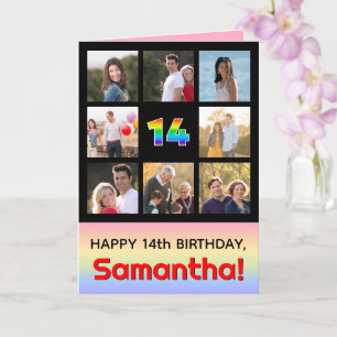 Carte 14e anniversaire : Arc-en-ciel amusant #, photos p