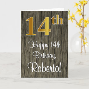 Carte 14e anniversaire : Elégant look d'or Faux #, Faux 