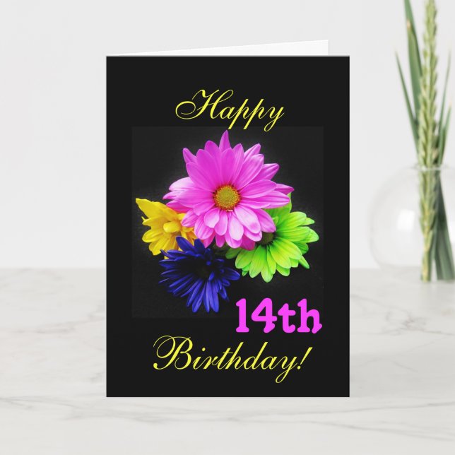 Carte 14e anniversaire Nons marguerites (Devant)