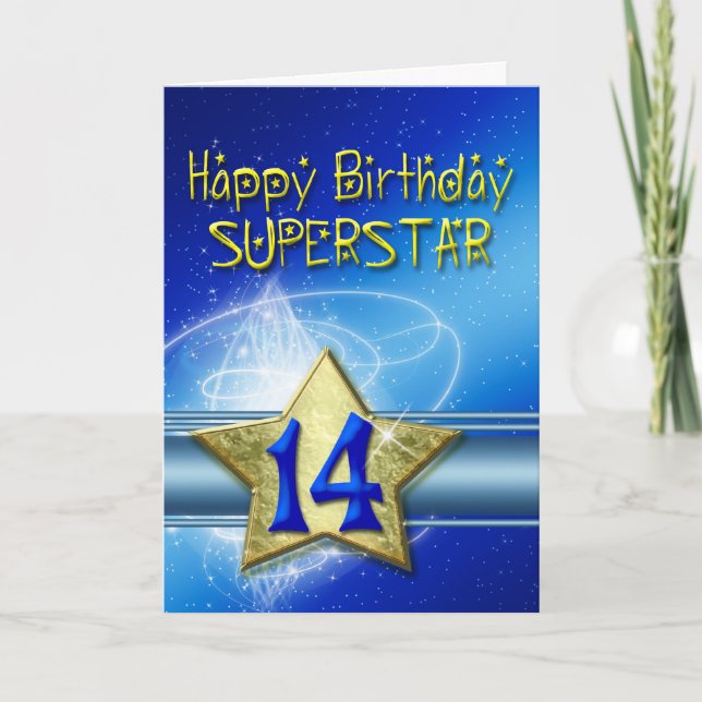 Carte 14e anniversaire pour Superstar (Devant)