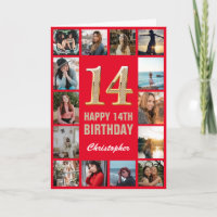 14e Joyeux Anniversaire Collage photo rouge et or