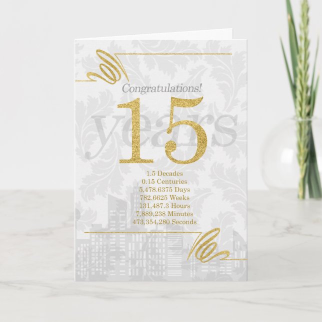 Carte 15 ans Anniversaire des employés Professionnel (Devant)