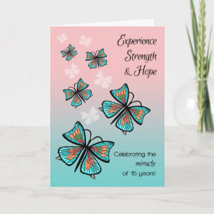 Carte 15 ans Miracle Clean and Sober Birthday Butterfly