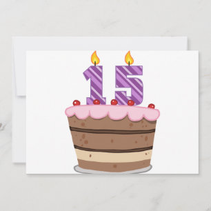 Carte 15 ans sur le gâteau d'anniversaire