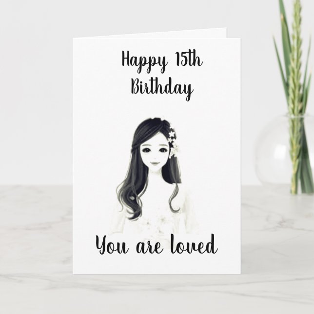 Carte ****15e ANNIVERSAIRE**** À NOTRE "JOLIE JEUNE DAME (Devant)