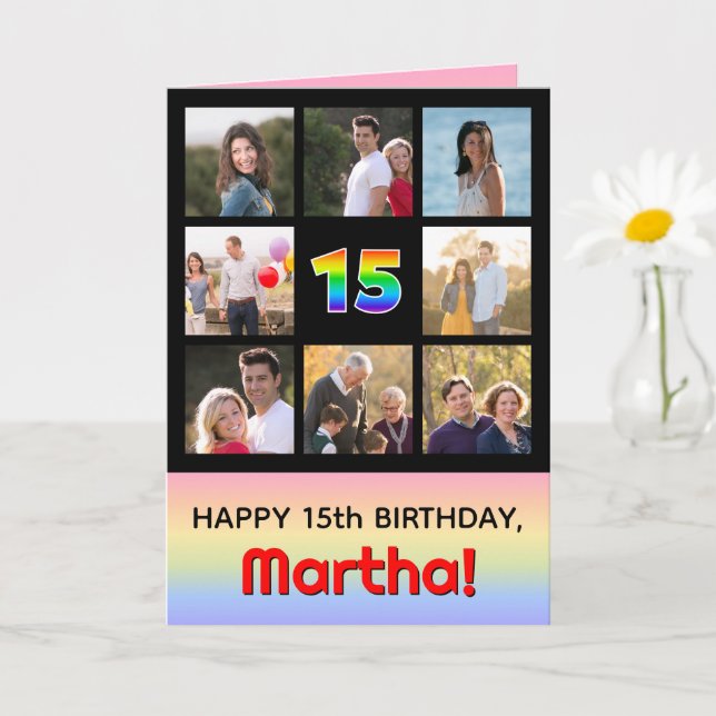 Carte 15e anniversaire : Arc-en-ciel amusant #, photos p (Petite plante)