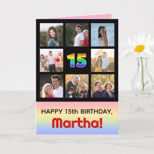 Carte 15e anniversaire : Arc-en-ciel amusant #, photos p