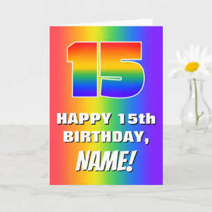 Carte 15e anniversaire : coloré, amusant Motif arc-en-ci