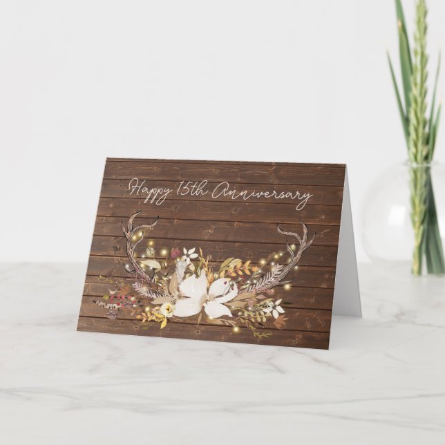 Carte 15e anniversaire Deer Antler Bouquet (Devant)