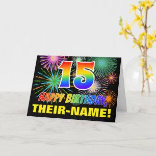 Carte 15e anniversaire : Gras, Amusants, Feu d'artifice,
