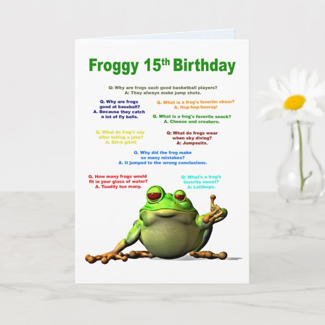 Carte 15e anniversaire, Plaisanteries de grenouilles (Petite plante)