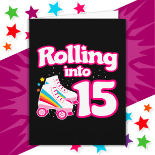 Carte 15e anniversaire Roller Patinage 15 ans