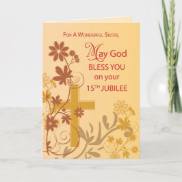 Carte 15e Jubilé Anniversaire Croix de la Nun, Fleurs, F