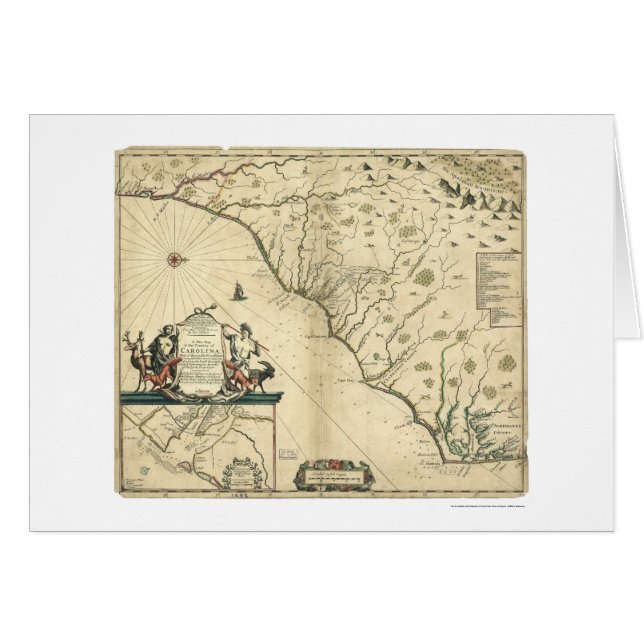 Carte 1650 de pays de la Caroline (Devant horizontal)