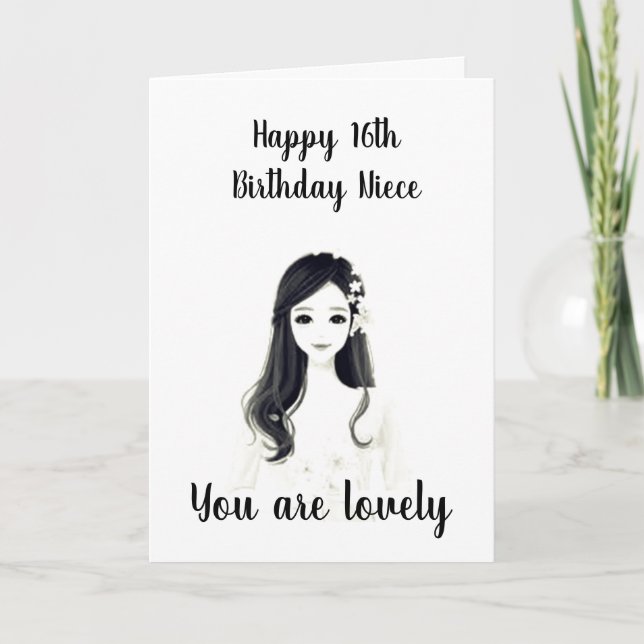 Carte ***16e ANNIVERSAIRE*** À NOTRE "JOLIE **NIÈNE** (Devant)