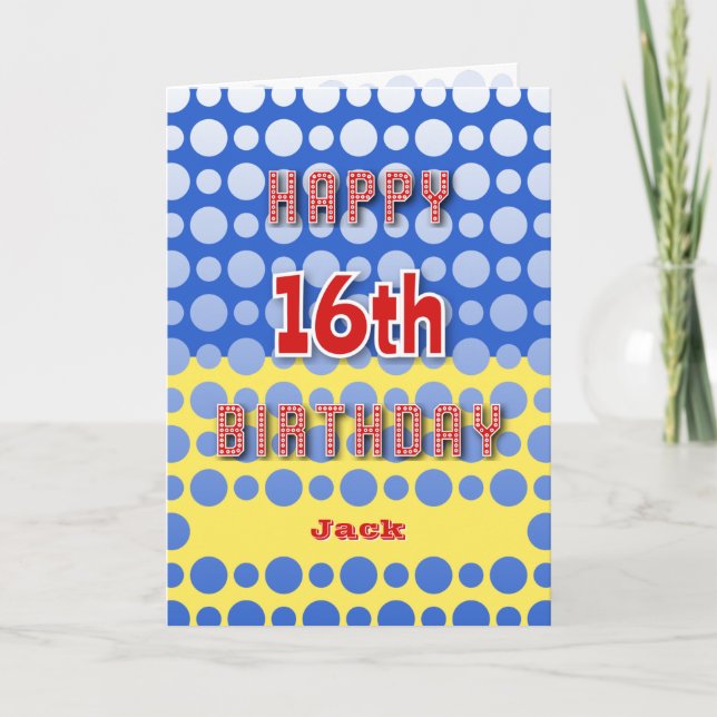 Carte 16e anniversaire ajouter cercles de nom motif (Devant)