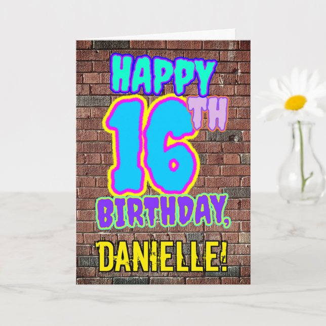 Carte 16e anniversaire - Amusant, Graffiti urbain inspir (Petite plante)