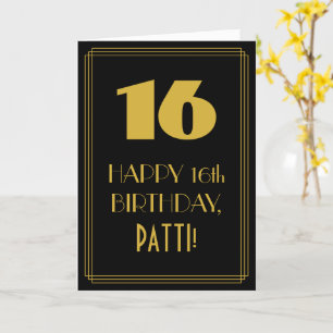 Carte 16e anniversaire ~ Art Déco Inspiré Look "16" & No