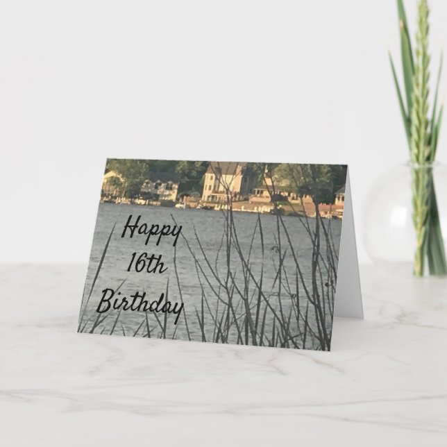 Carte **16e ANNIVERSAIRE** **CARTE D'ANNIVERSAIRE DU LAC (Devant)