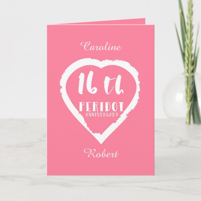 Carte 16e anniversaire de mariage traditionnel péridot (Devant)