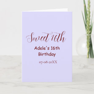 Carte 16e anniversaire doux nom mauve pastel rétro