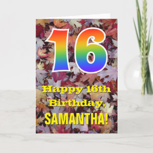 Carte 16e anniversaire; Feuilles d'automne rustiques; Ar